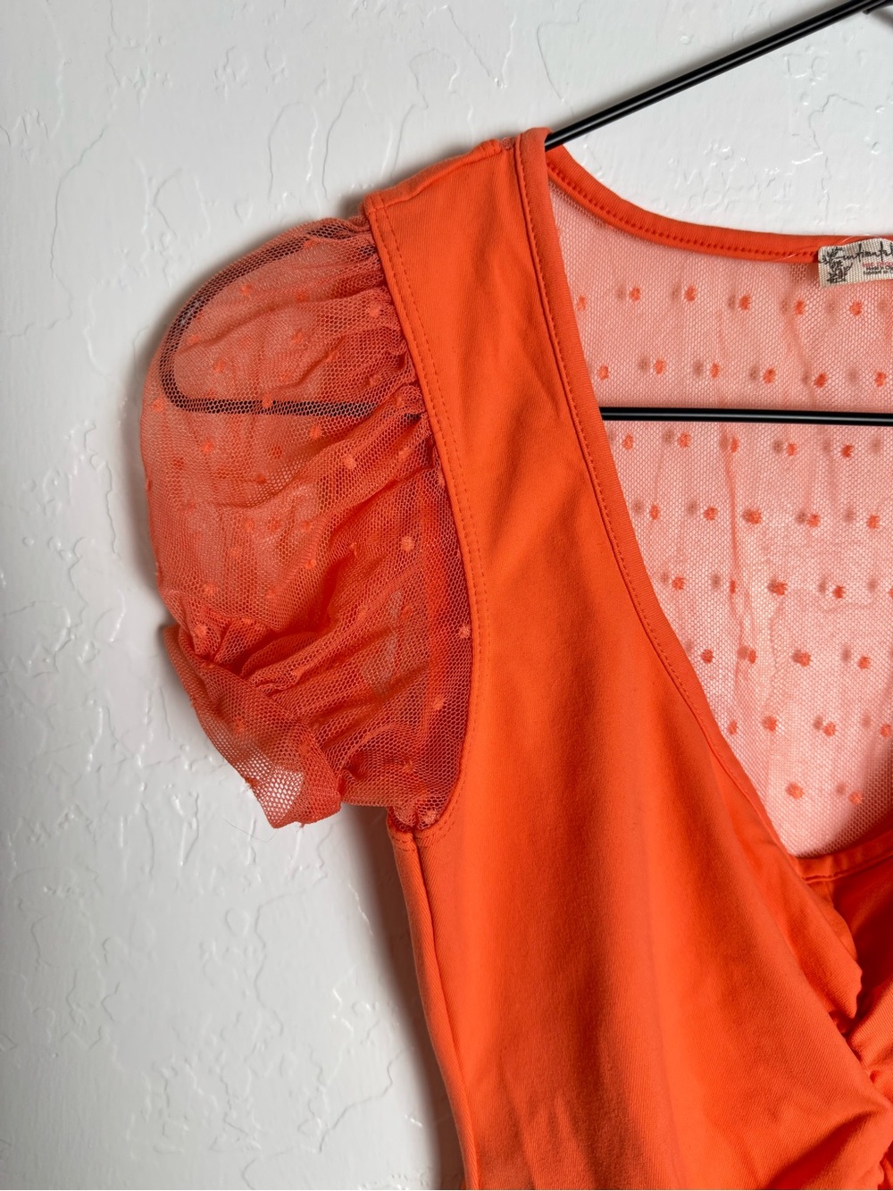 Intimately FP Free People Blush Up Neon Orange Ruched Front Blouse - Picture 3 of 11